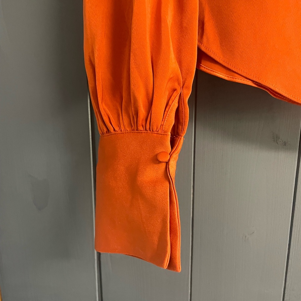 One-Shoulder Long-Sleeve Blouse in Rust Orange - Picture 2 of 5